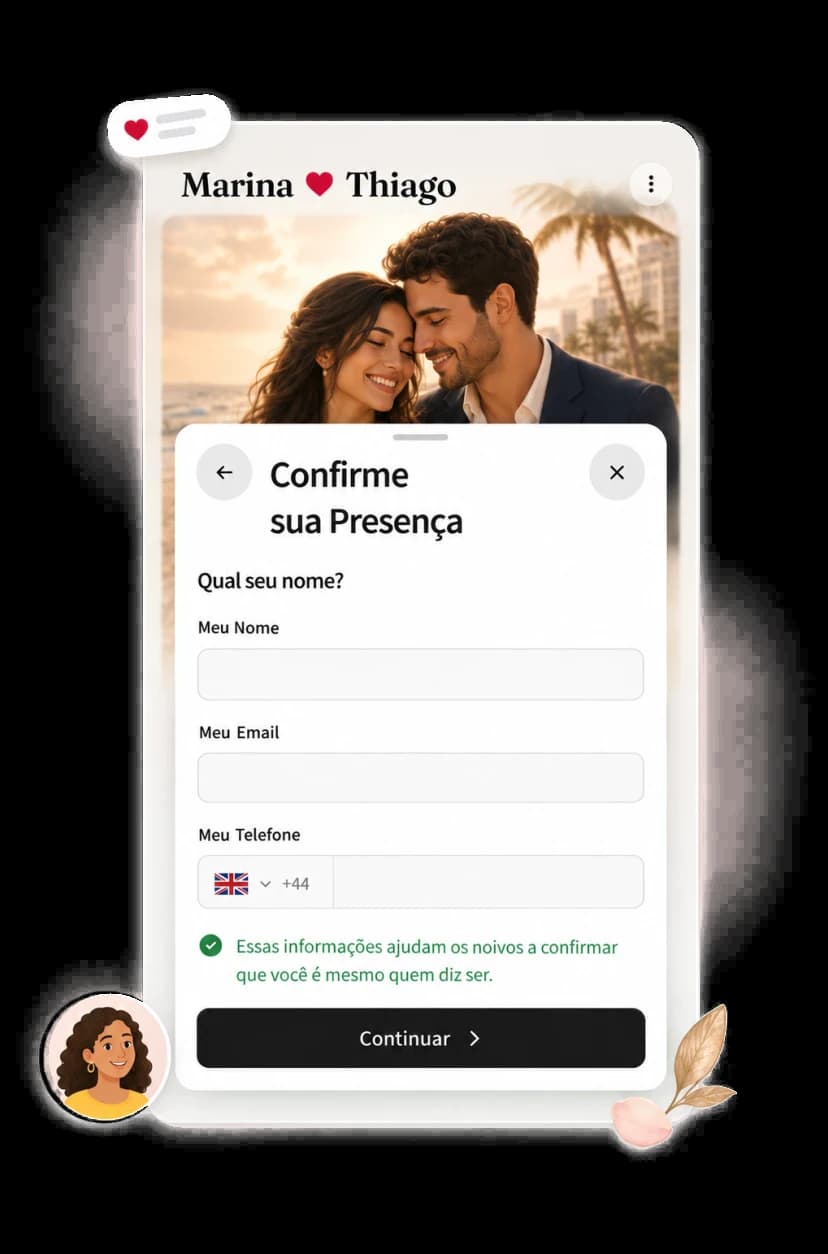 RSVP form where a guest confirms attendance